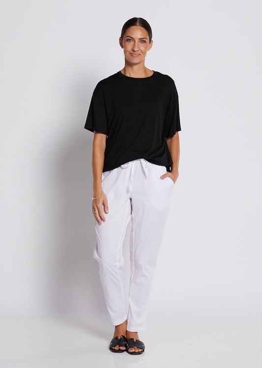 Cotton Drawstring Pocket Pant In White
