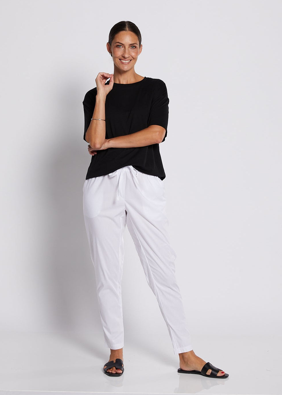 Cotton Drawstring Pocket Pant In White