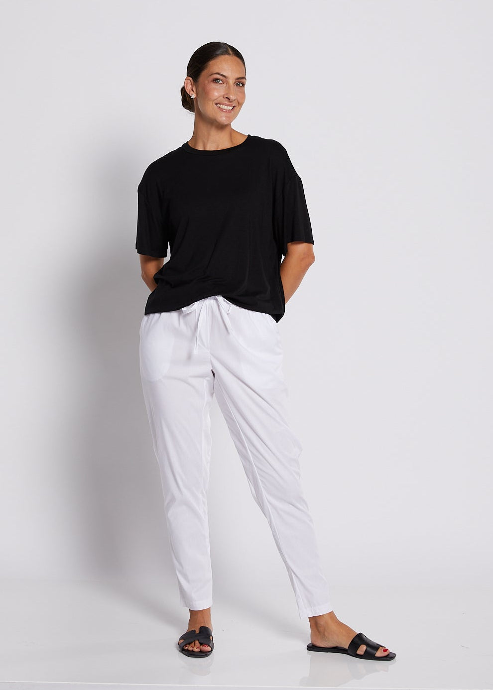 Cotton Drawstring Pocket Pant In White