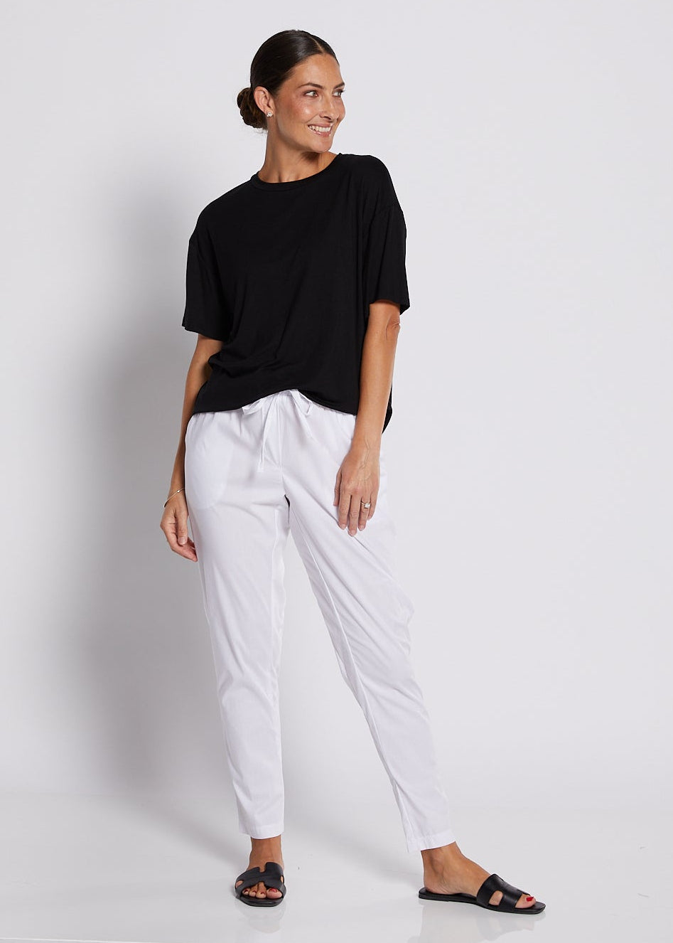 Cotton Drawstring Pocket Pant In White