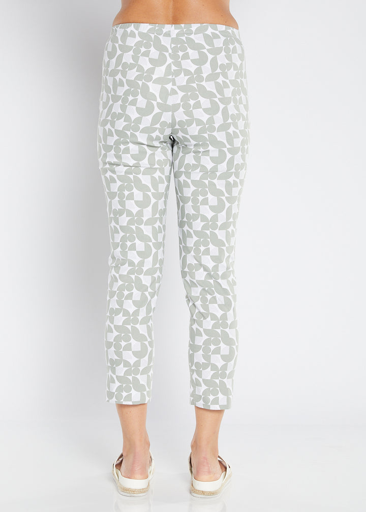 Philosophy Australlia Easy printed Bengaline 7/8 fitted pant in Deco, sustainable slow fashion made in Australia