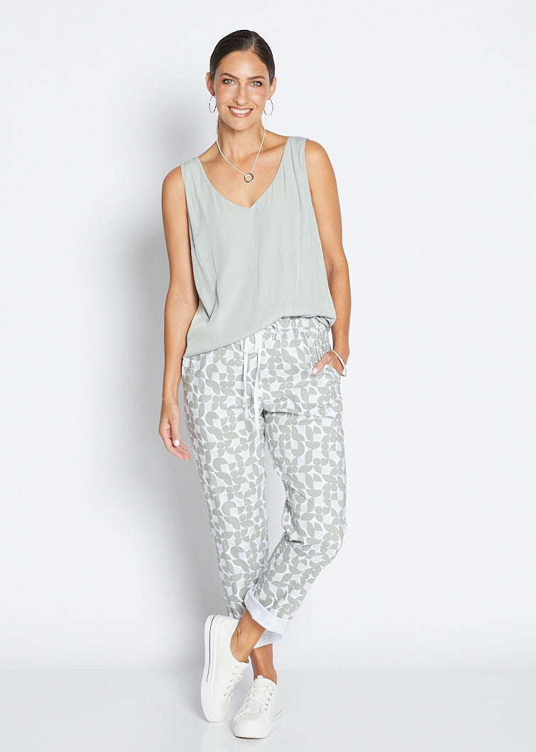 Philosophy Australia Travel printed Bengaline relaxed pant in Deco, sustainable slow fashion made in Australia