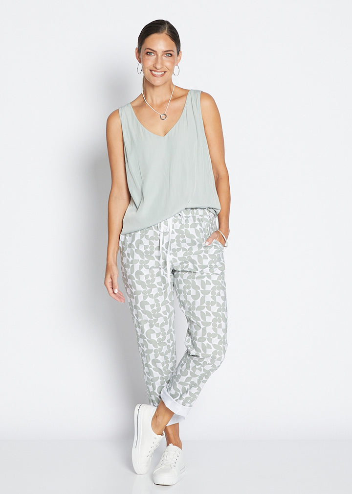 Philosophy Australia Travel printed Bengaline relaxed pant in Deco, sustainable slow fashion made in Australia