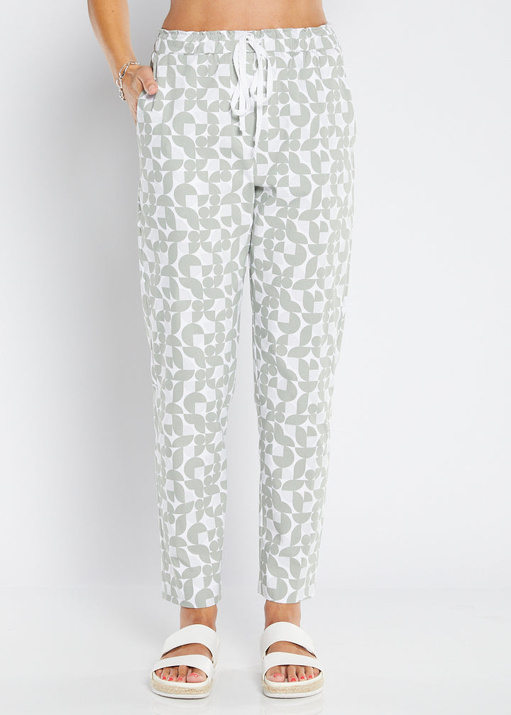 Philosophy Australia Travel printed Bengaline relaxed pant in Deco, sustainable slow fashion made in Australia
