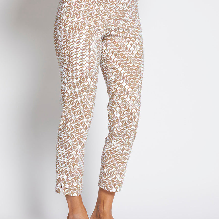 Philosophy Australia Easy bengaline 7/8 women's pants in praline tile print, made in Australia
