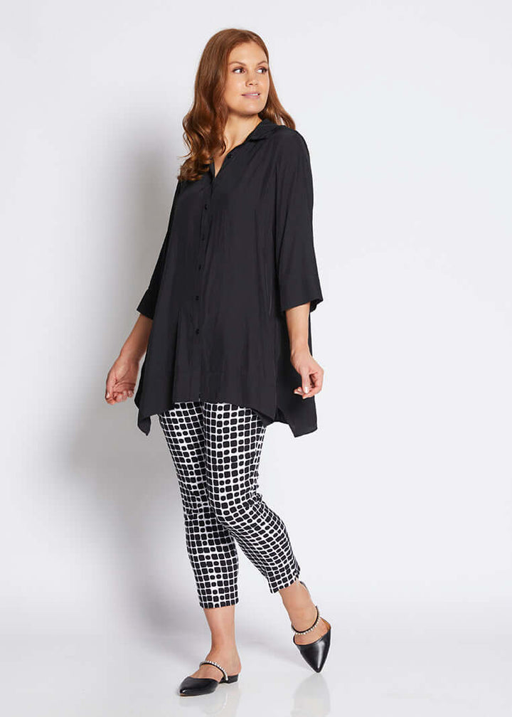 Philosophy Australia Easy printed bengaline 7/8 pants - Stark Black, made in Australia