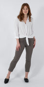 Everyday Miracle Bengaline Women's 7/8th length slim-cut pants in bark neutral.