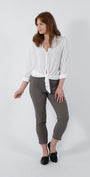 Everyday Miracle Bengaline Women's 7/8th length slim-cut pants in bark neutral.