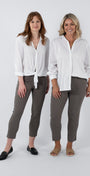 Everyday Miracle Bengaline Women's 7/8th length slim-cut pants in bark neutral.