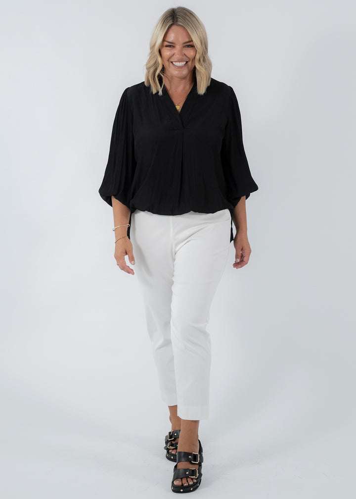 Everyday Miracle Bengaline Women's 7/8th length slim-cut pants in white.