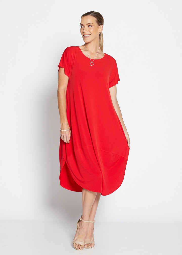 Philosophy Australia Fizz Foundation slinky jersey T shirt midi dress in red, made in Australia