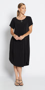 Philosophy Australia Fizz Foundation slinky jersey T shirt midi dress in black, made in Australia