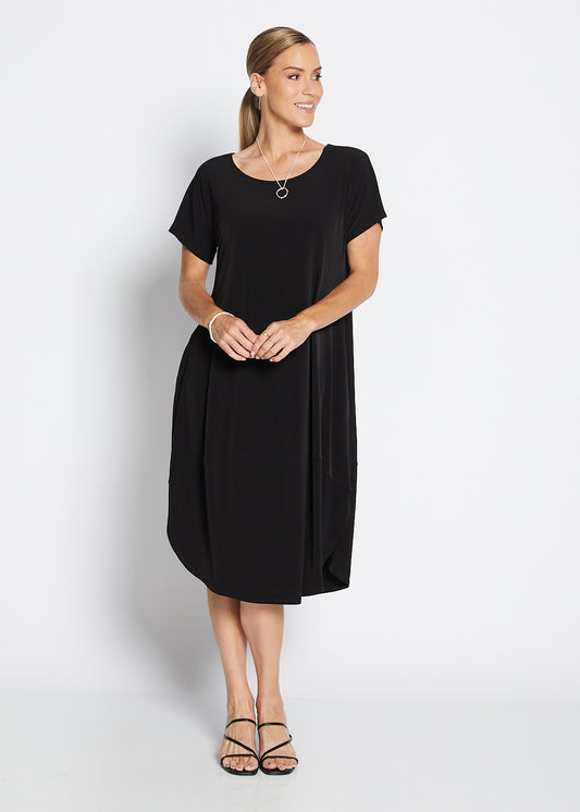 Philosophy Australia Fizz Foundation slinky jersey T shirt midi dress in black, made in Australia
