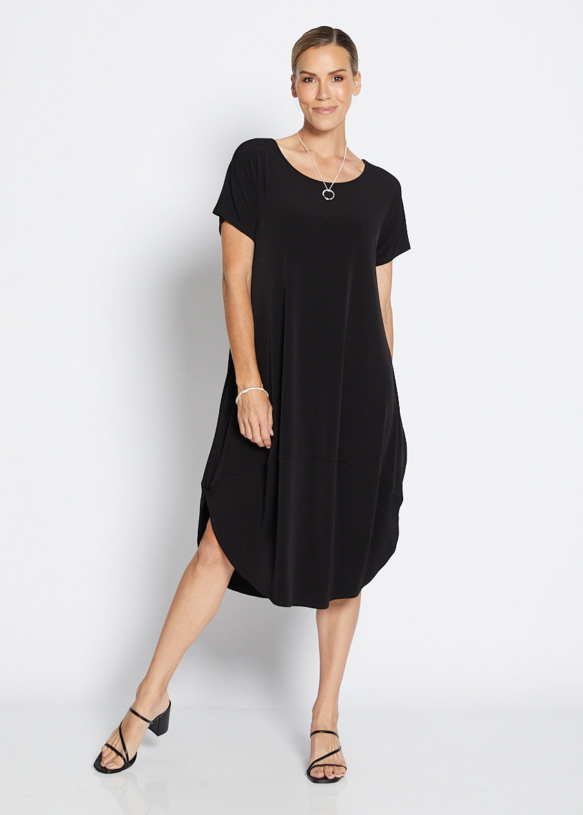 Philosophy Australia Fizz Foundation slinky jersey T shirt midi dress in black, made in Australia