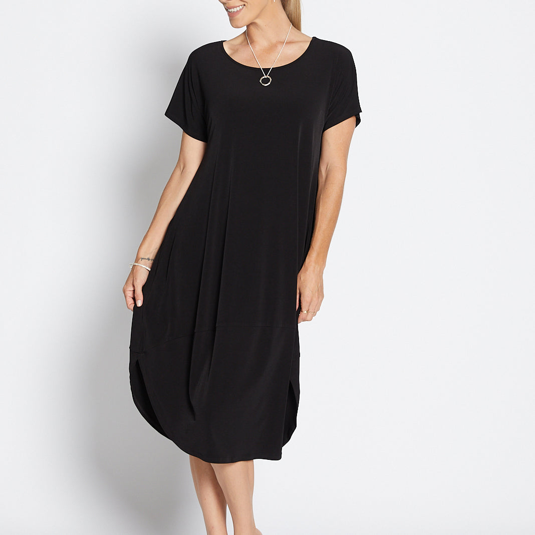 Philosophy Australia Fizz Foundation slinky jersey T shirt midi dress in black, made in Australia
