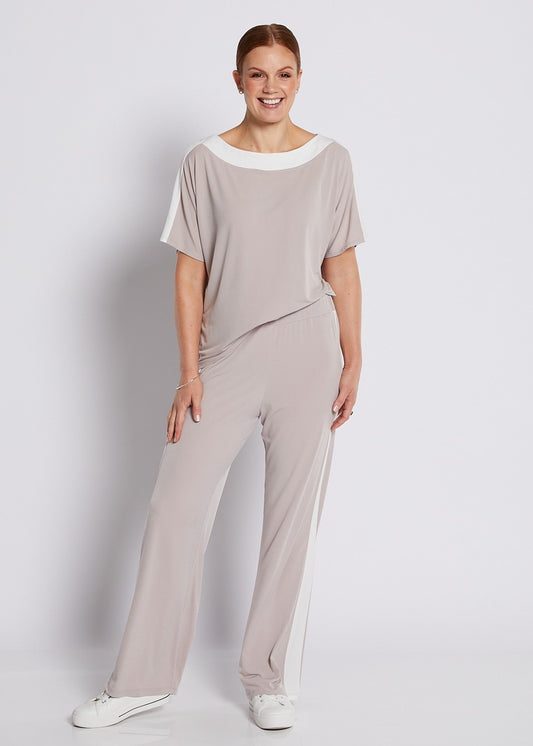 Jersey Set in Champagne Spliced with White