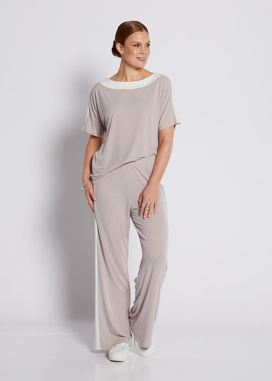 Jersey Set in Champagne Spliced with White