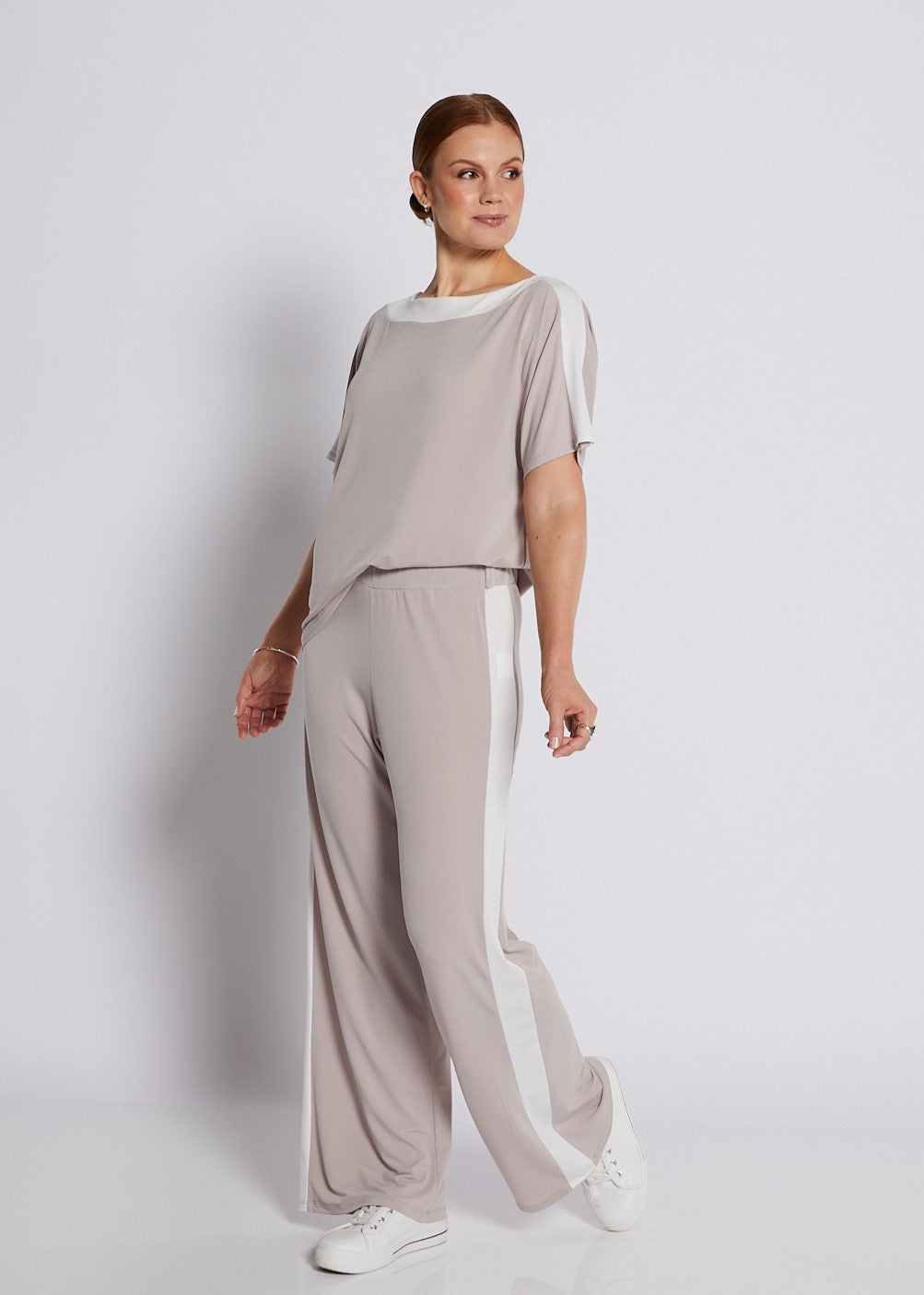 Jersey Set in Champagne Spliced with White