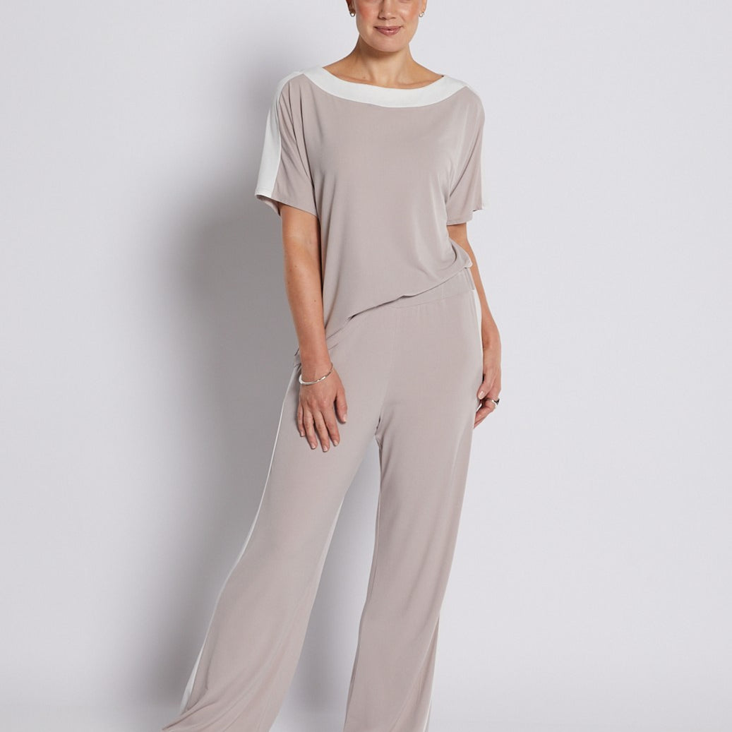 Jersey Set in Champagne Spliced with White