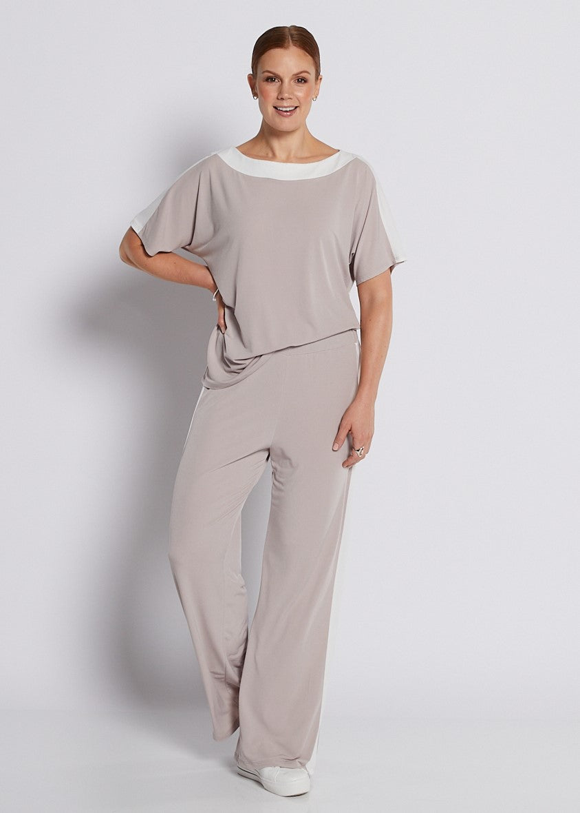 Jersey Set in Champagne Spliced with White