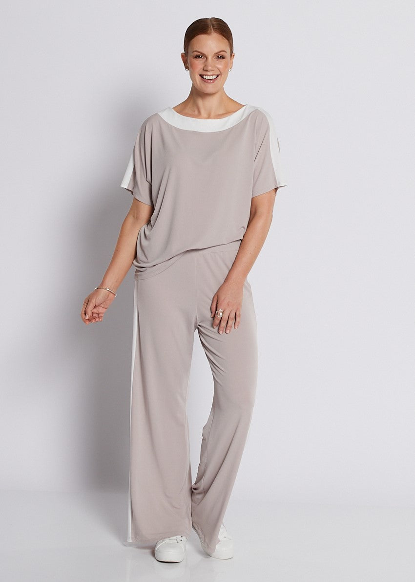 Jersey Set in Champagne Spliced with White