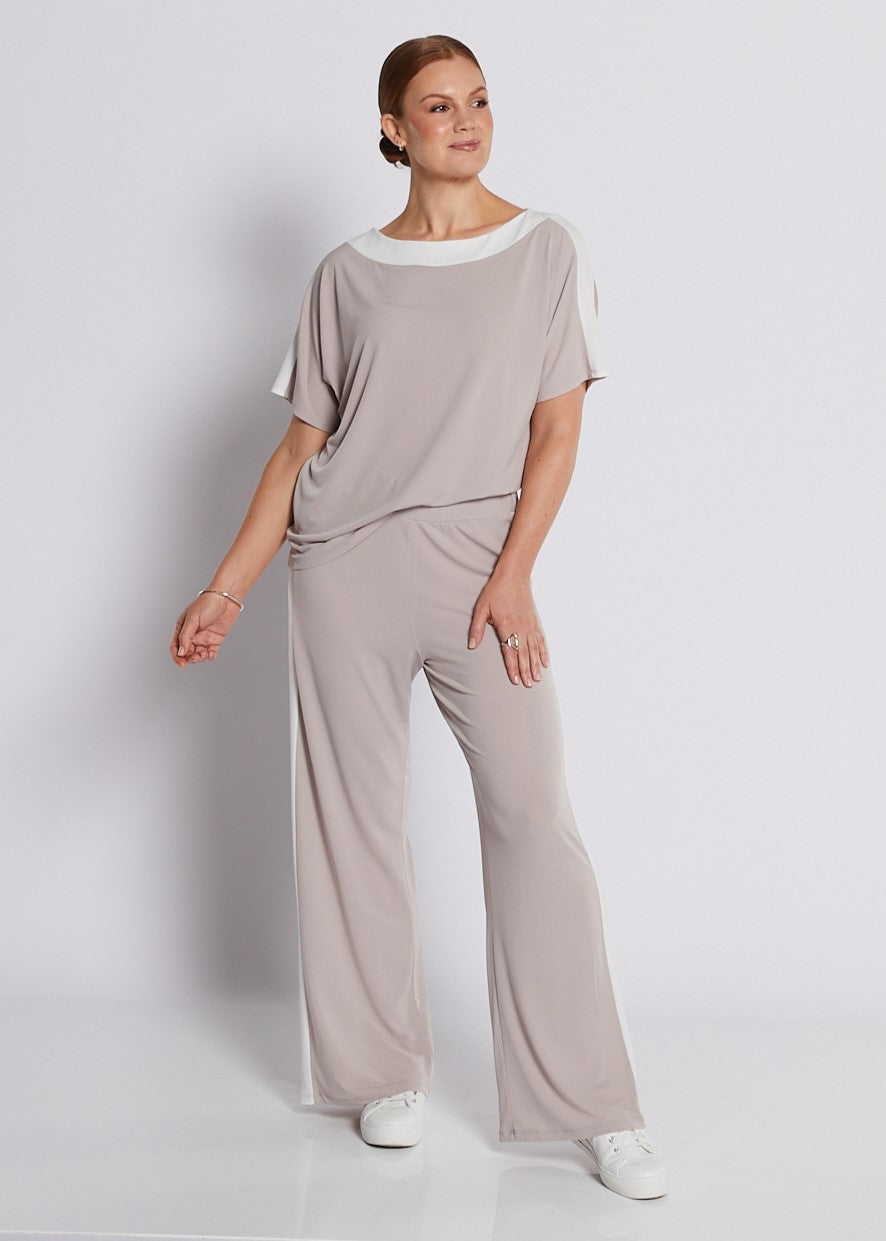 Jersey Set in Champagne Spliced with White