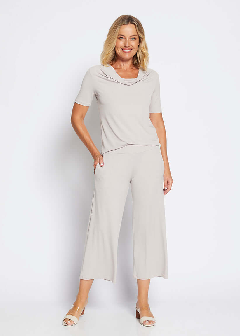 Lundie Foundation slinky jersey culotte in champagne