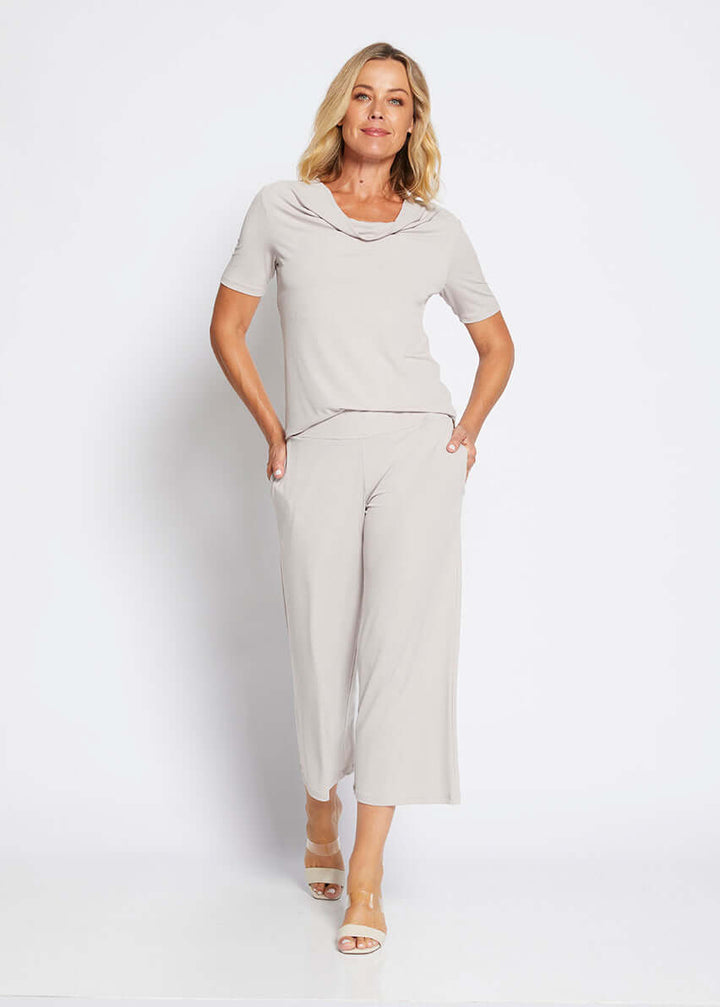 Lundie Foundation slinky jersey culotte in champagne