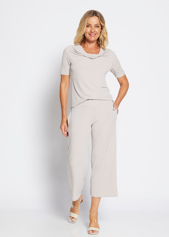 Lundie Foundation slinky jersey culotte in champagne