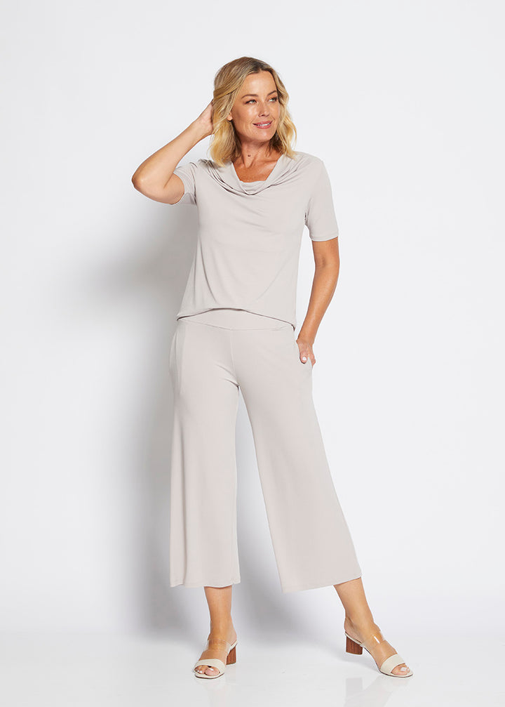 Lundie Foundation slinky jersey culotte in champagne