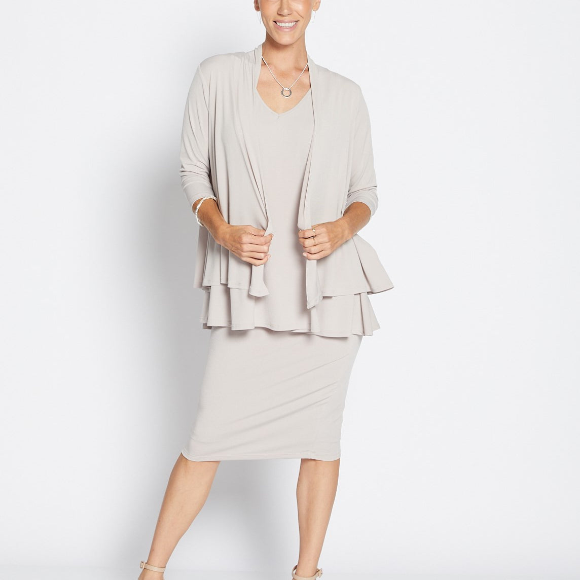 Sista Foundation slinky jersey swing jacket in champagne