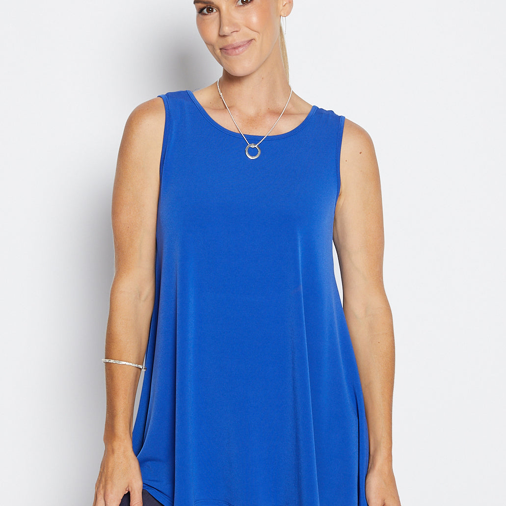Sun Foundation slinky jersey reversible swing tank in cobalt
