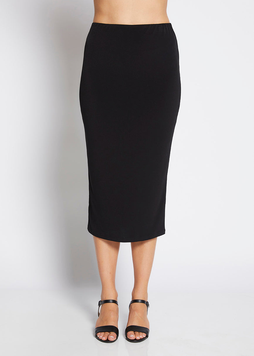 Tina Foundation slinky jersey midi tube skirt in black