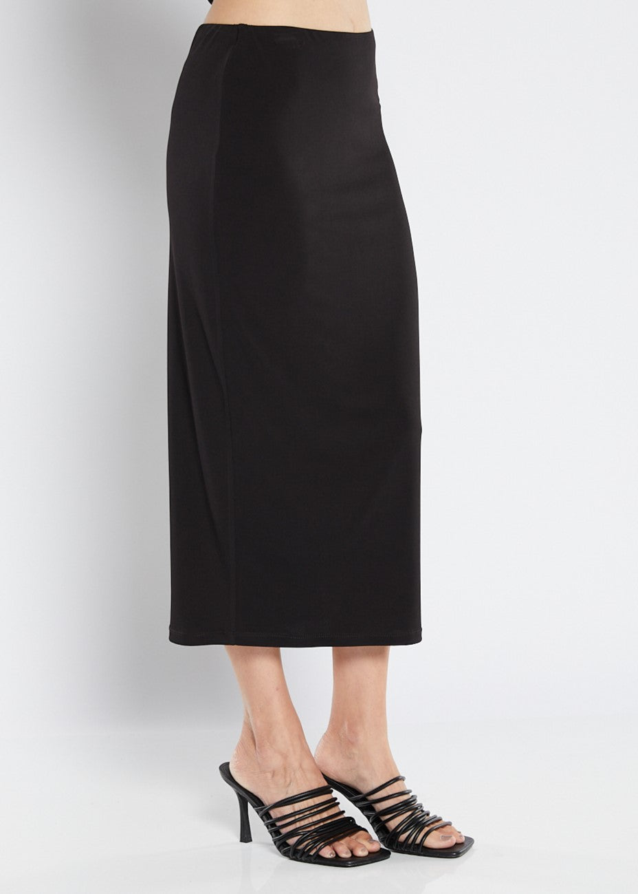 Tina Foundation slinky jersey midi tube skirt in black