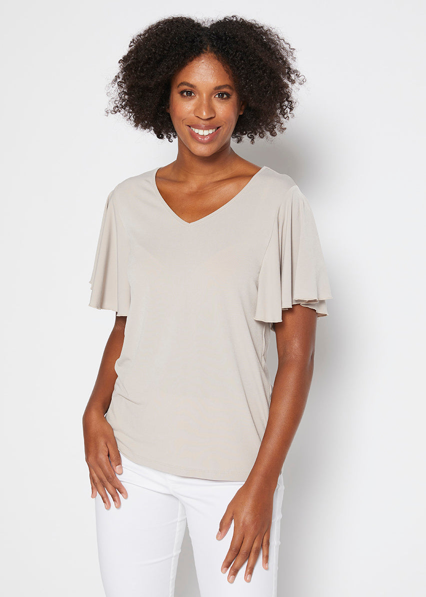 Wing Jersey Reversible Flutter Top in Champagne