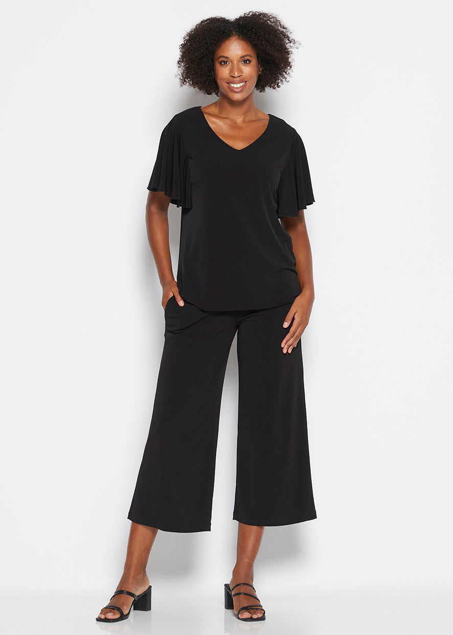 Jersey Culottes with Pockets in Black