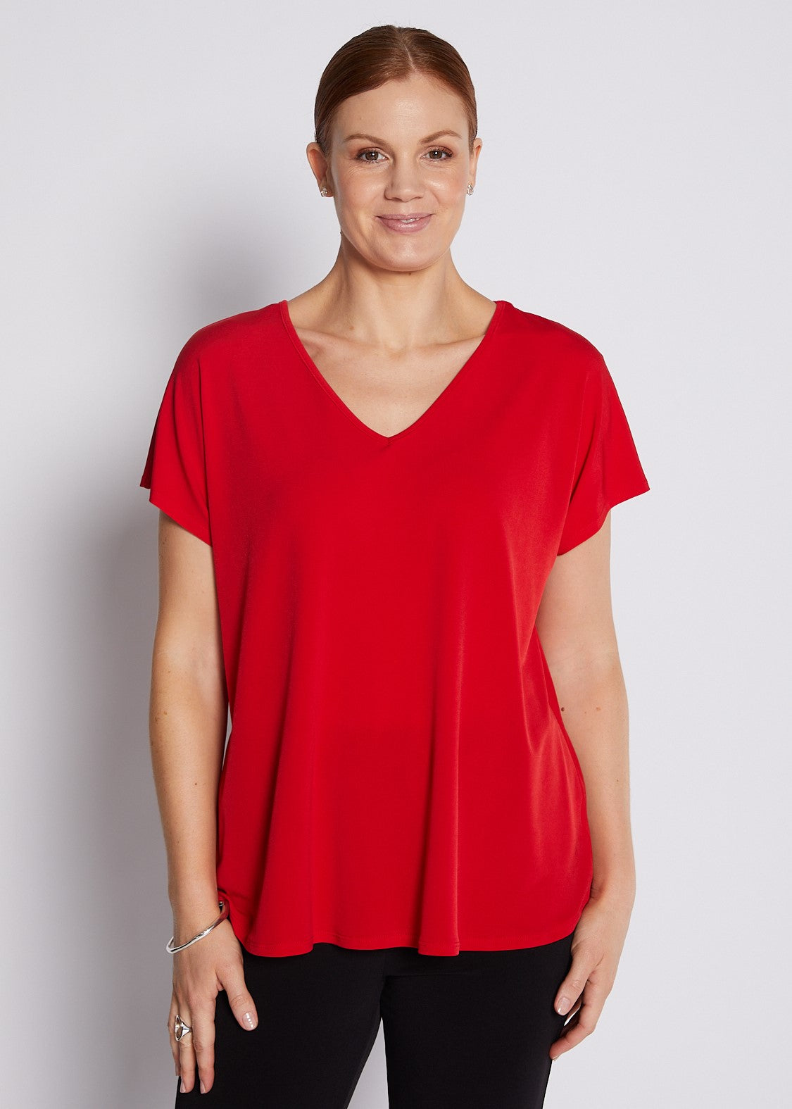 Jersey Reversible Tee Top in Red