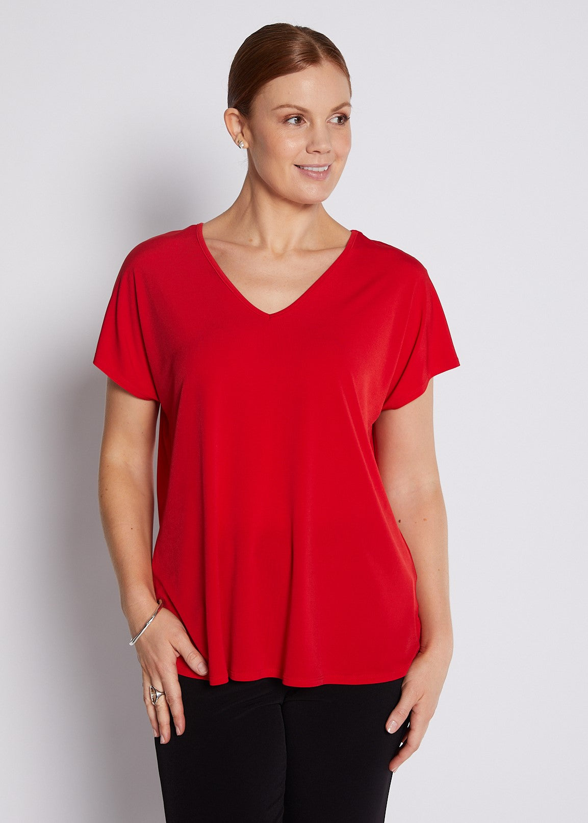 Jersey Reversible Tee Top in Red