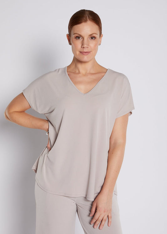 Jersey Reversible Tee Top in Champagne