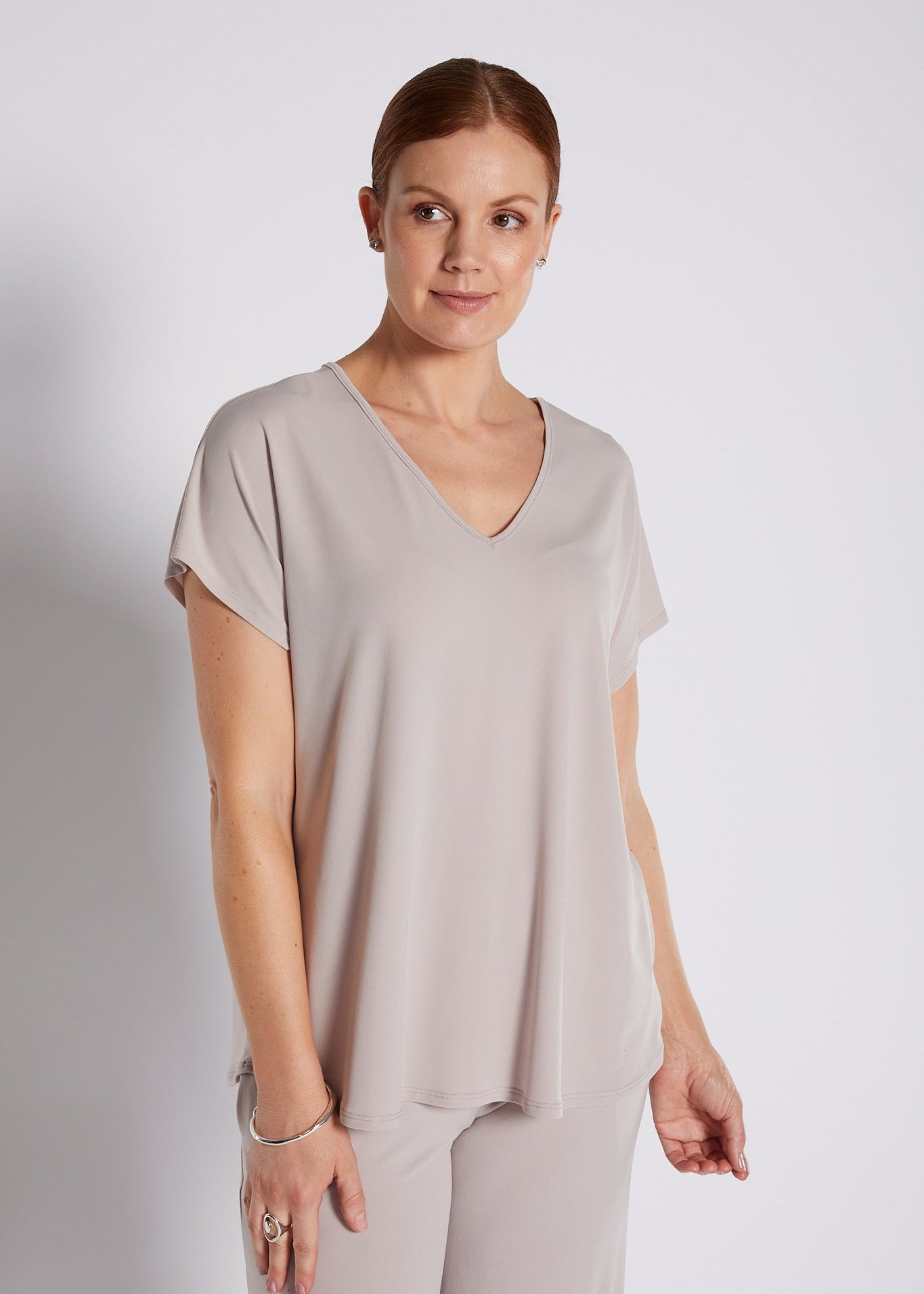 Jersey Reversible Tee Top in Champagne