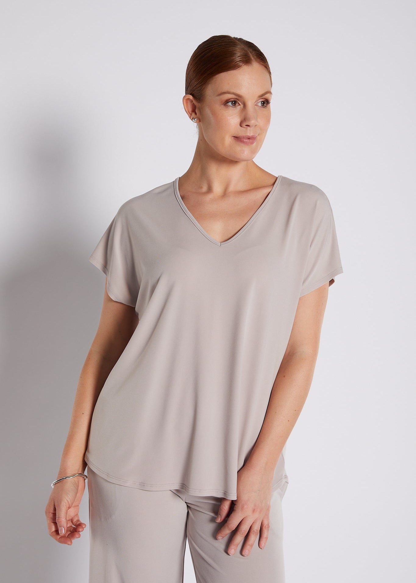 Jersey Reversible Tee Top in Champagne