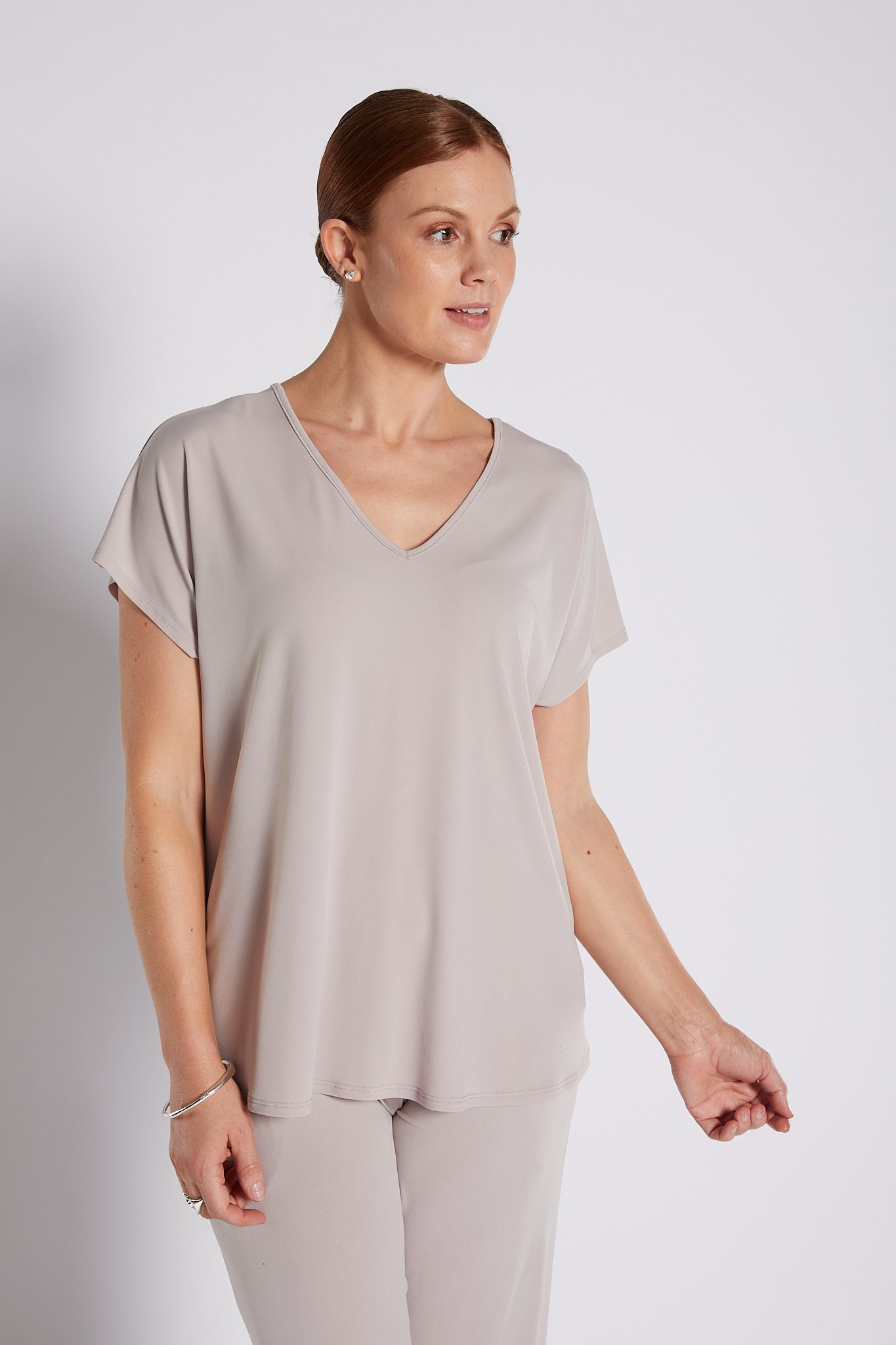 Jersey Reversible Tee Top in Champagne