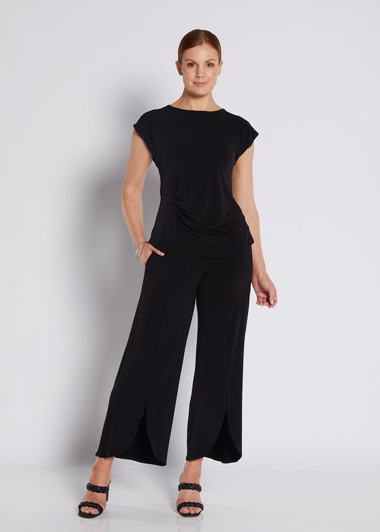 Jersey Tuck detail Top in Black