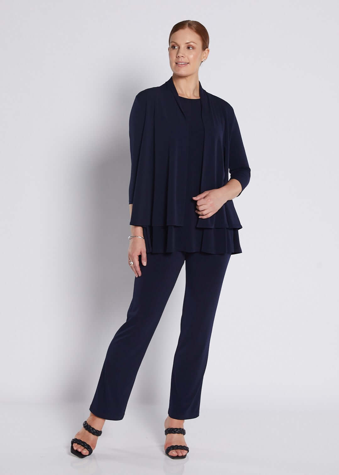 Sista Foundation slinky jersey swing jacket in navy
