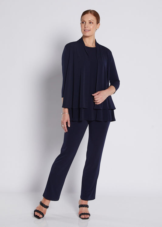 Jersey 3/4 Sleeve Swing Jacket in Navy