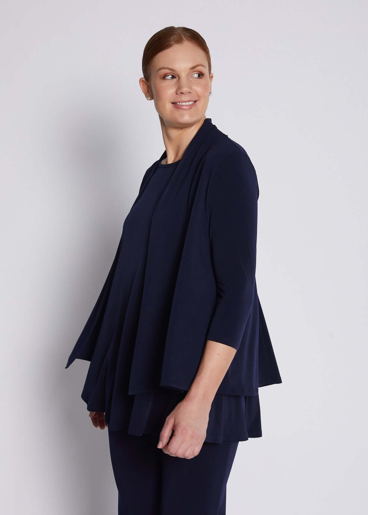 Sista Foundation slinky jersey swing jacket in navy