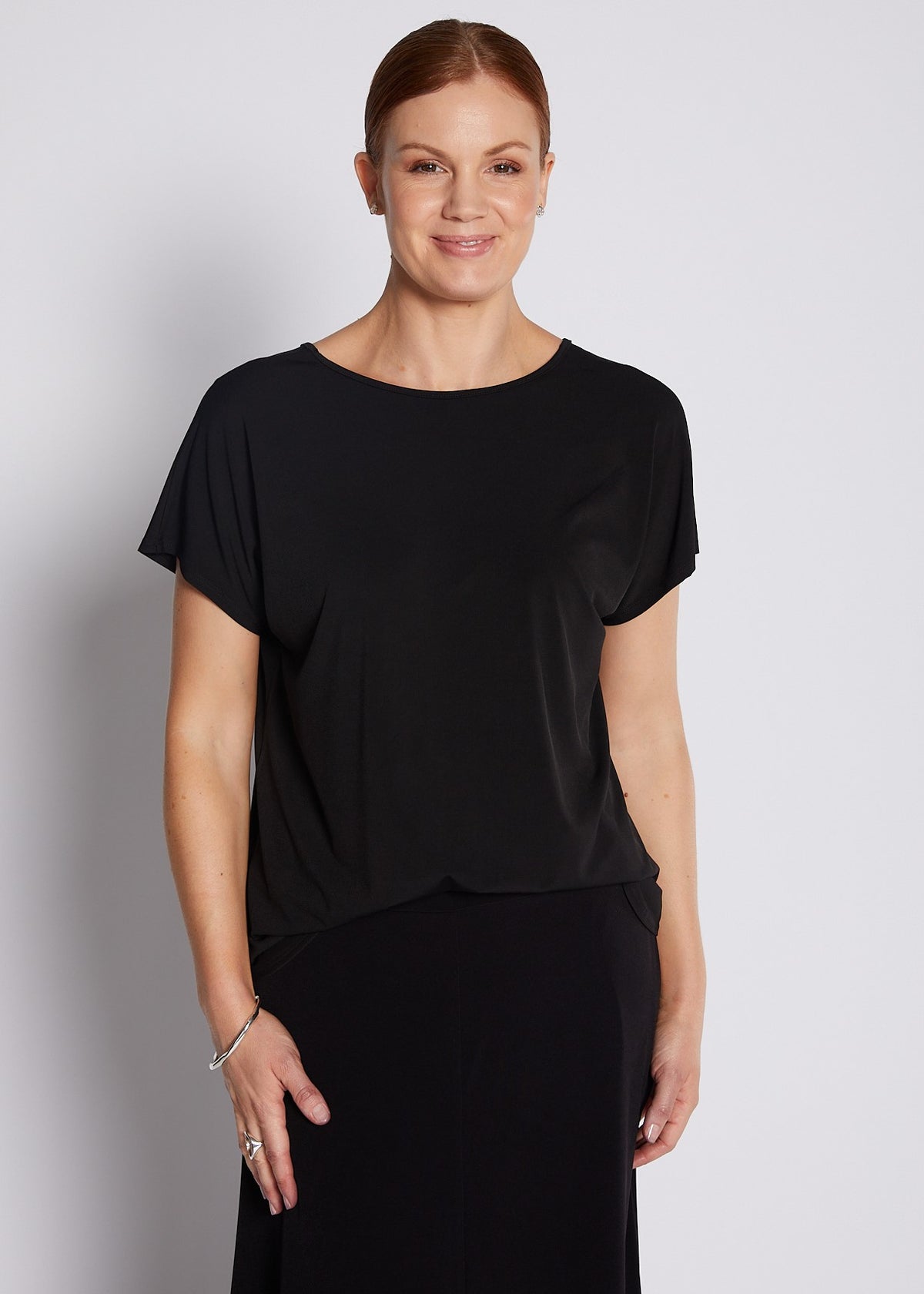 Jersey Reversible Tee Top in Black