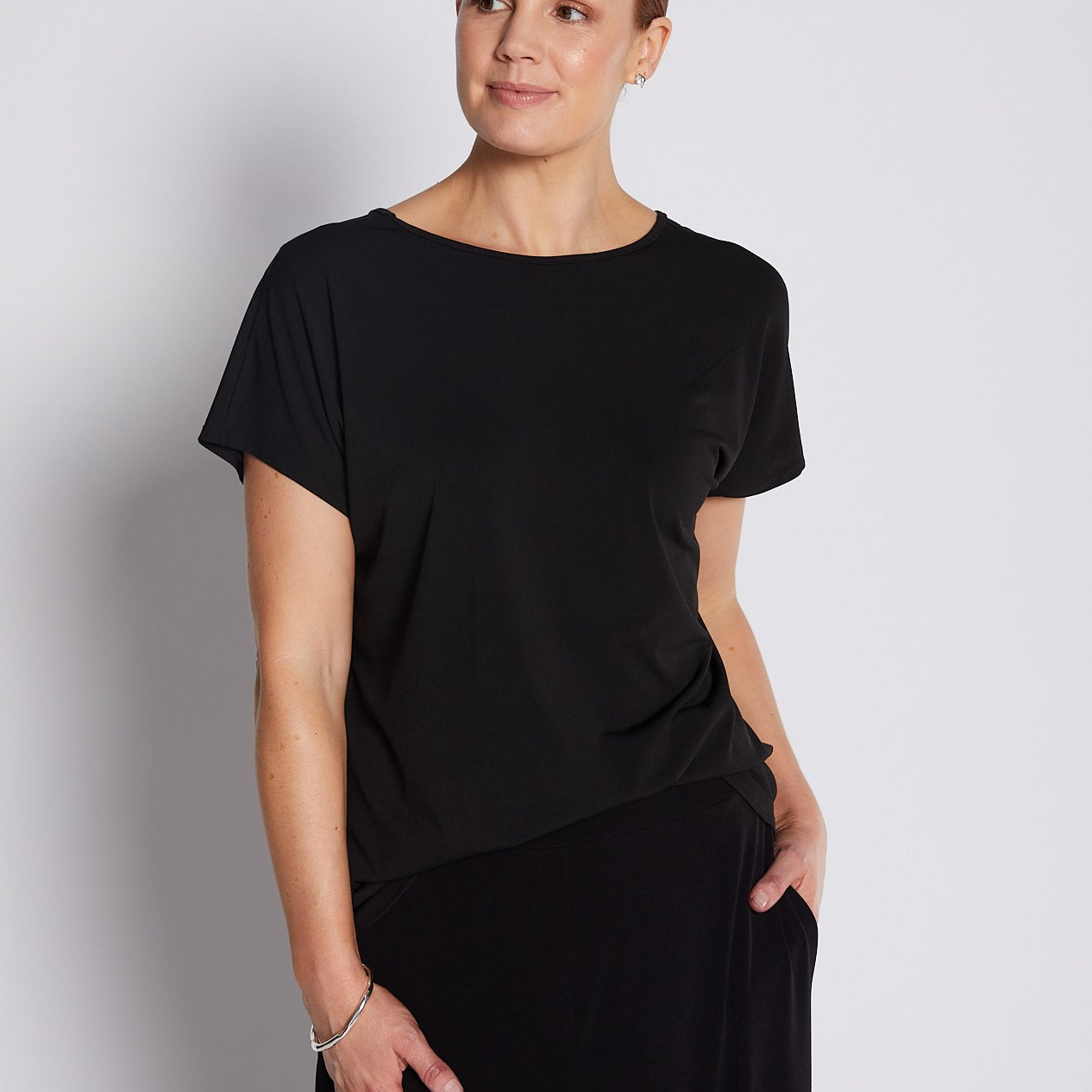 Jersey Reversible Tee Top in Black