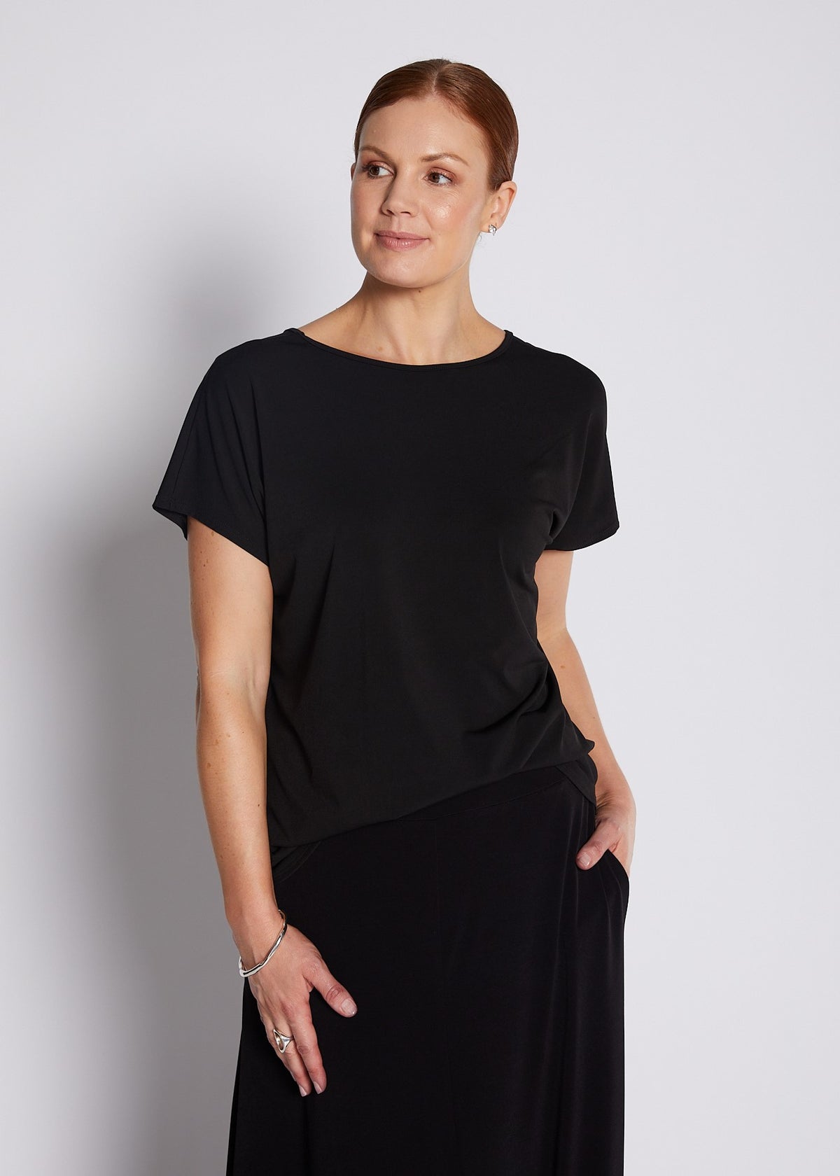 Jersey Reversible Tee Top in Black