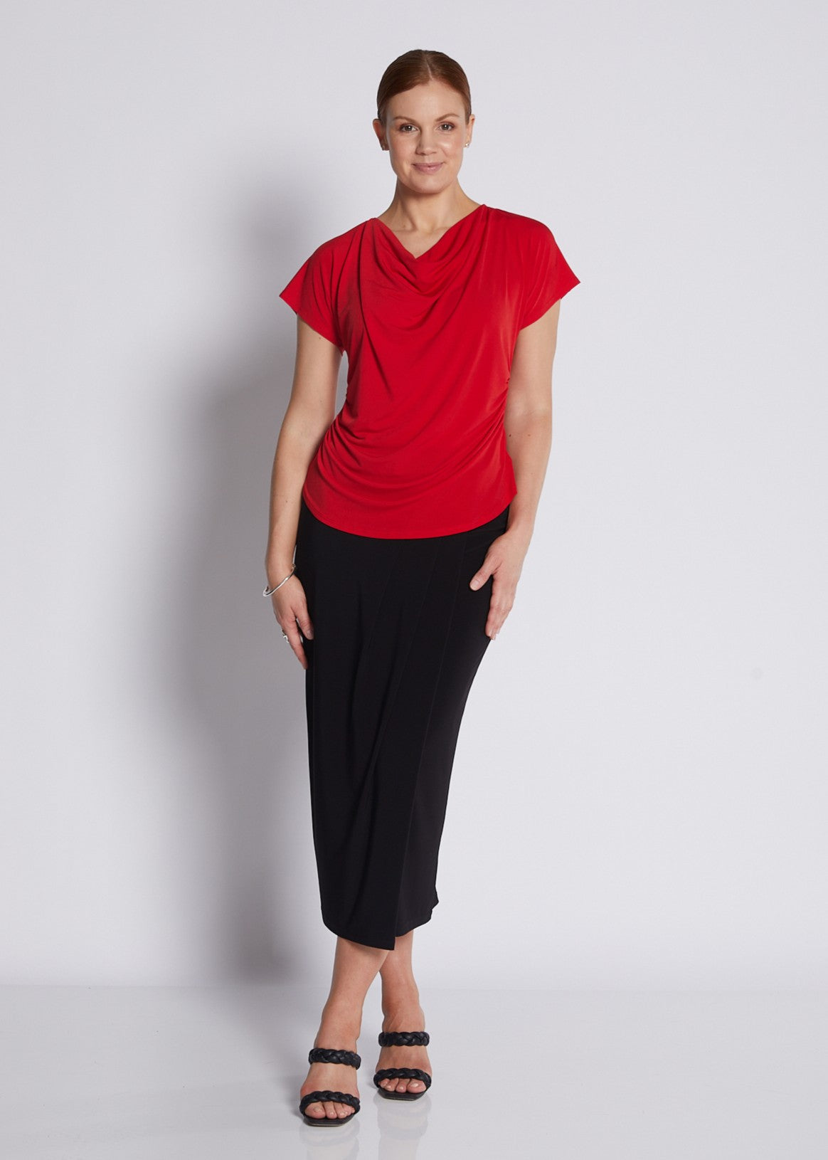 Jersey Midi Tube Skirt in Black